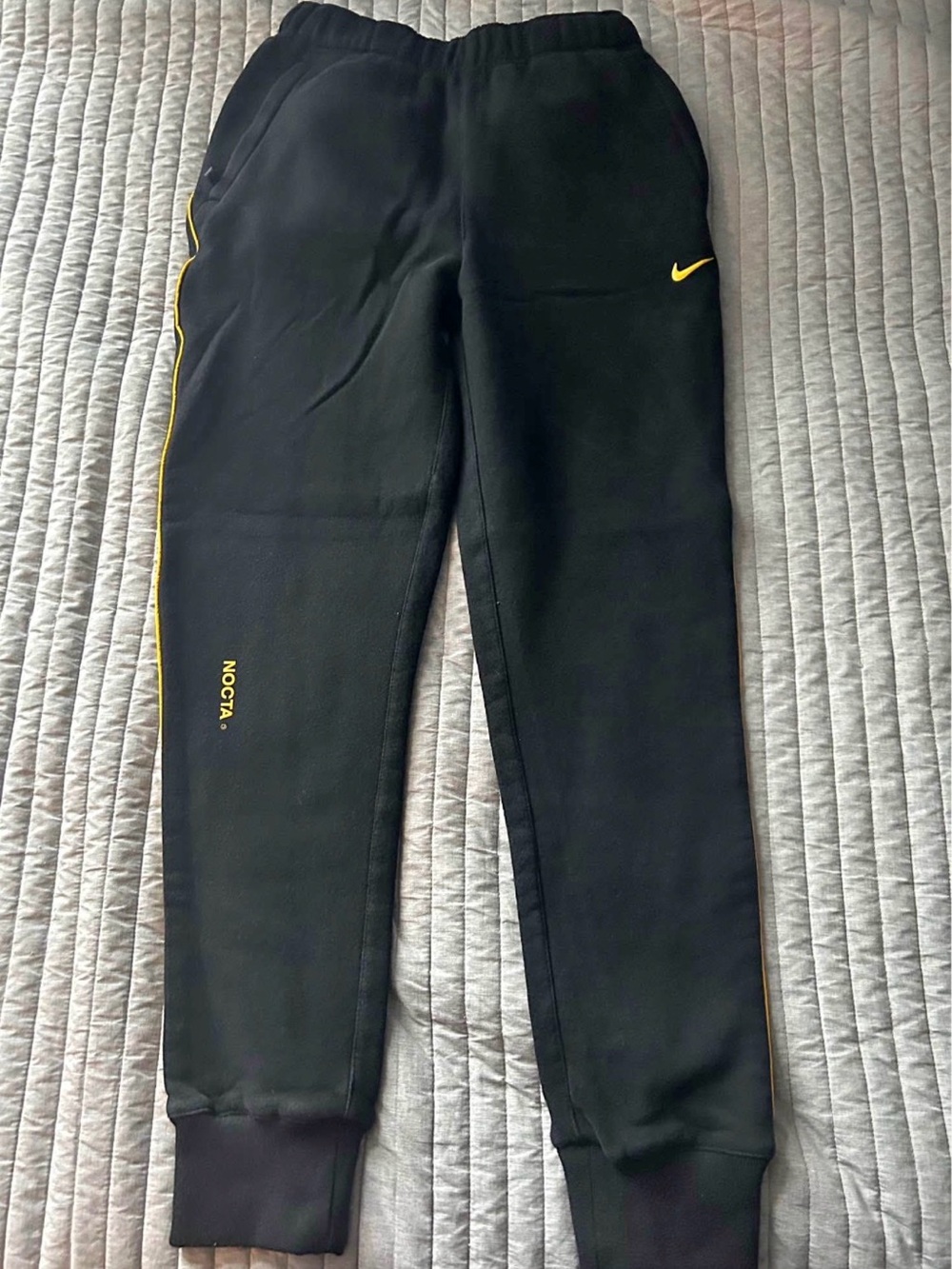 Nike Black Joggers with Yellow Piping